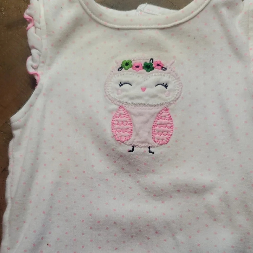 🐻 Carter's White and Pink Owl Bodysuit